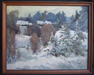 FRINGE OF THE FOREST by Edgars Vinters (1970), oil, 29"X36’’, framed: wood