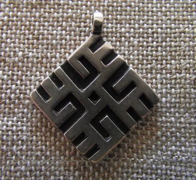 Silver Pendant Cross of Laima with branches by Straupe   7/8" x 7/8"