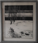 „WINTER” (1982) by Maija Dragūne, lithography 10/12, framed: wood/glass 25"x28’’.