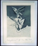 „SELFESTEEM"” (1983) by Ilze Krūmiņa, etching, matting,  6½"x8"  , framed: wood/glass 12"x15"