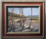 . „CALIFORNIA” (1950) by Hermīne Vanaga – Lazdiņa, oil, 16”x13”, wood frame, 23”x19”