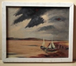 . „CALIFORNIA” (1960ies) by Kārlis V.Vanags, oil, 16 ½”x13 ½”, wood frame